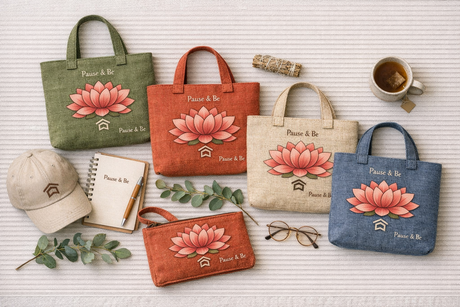 Pause & Be | Lotus Tote Bag 🌸